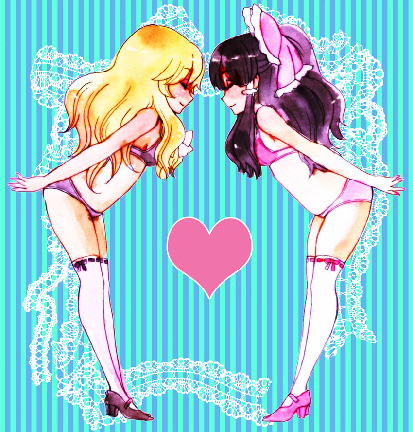 hakurei reimu and kirisame marisa (touhou) drawn by himeko_(chp)
