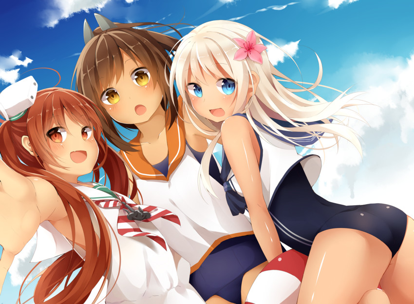 ro-500, i-401, and libeccio (kantai collection) drawn by satou_saya
