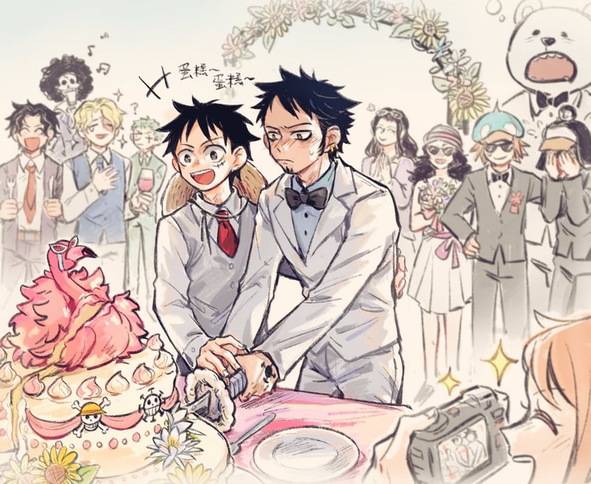 nami, monkey d. luffy, nico robin, roronoa zoro, trafalgar law, and 8 more (one piece) drawn by demorzel