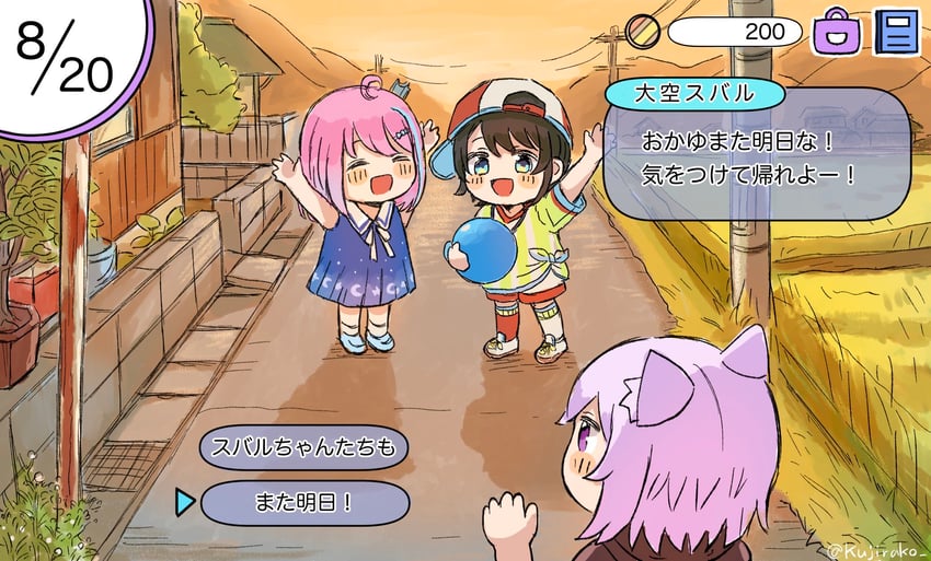 nekomata okayu, oozora subaru, and himemori luna (hololive) drawn by kujirako_(user_wusc5438)