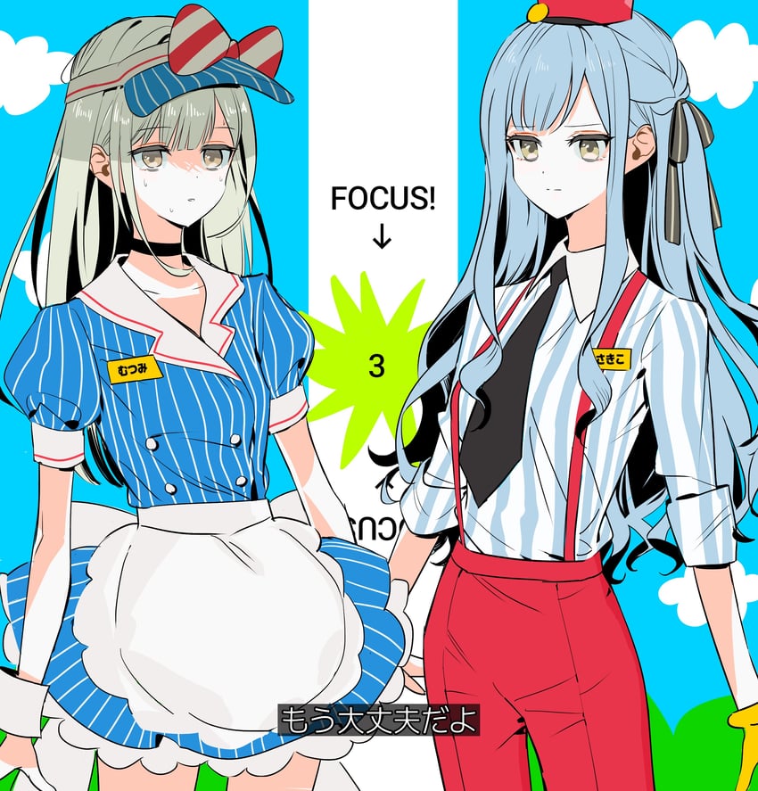 togawa sakiko and wakaba mutsumi (bang dream! and 2 more) drawn by zihacheol