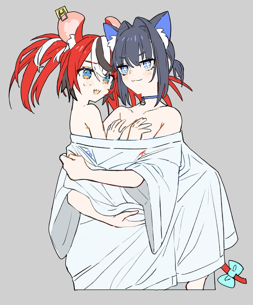ouro kronii and hakos baelz (hololive and 1 more) drawn by wada_arco