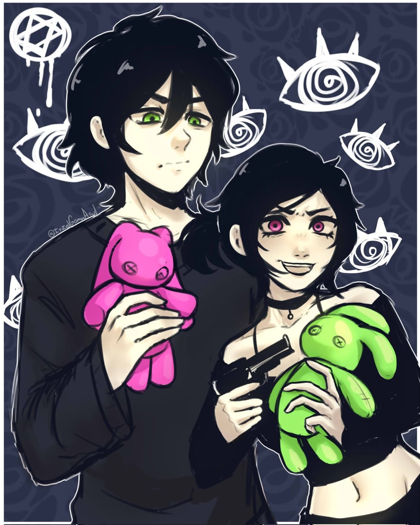 ashley graves and andrew graves (the coffin of andy and leyley) drawn by itzel_gema_azul