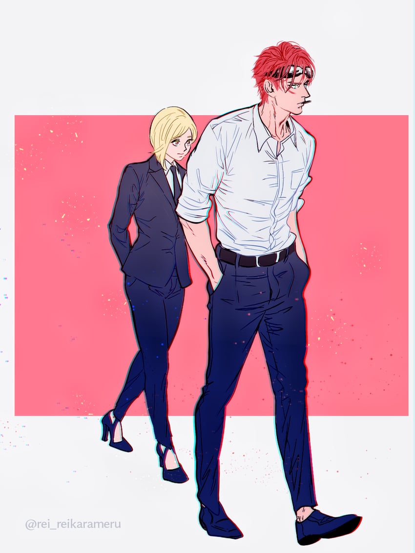 reno and elena (final fantasy and 1 more) drawn by karameruderei