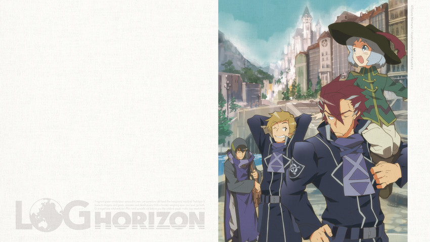 characin, isaac, rezarick, and iselus el-arde cowen (log horizon) drawn by hara_kazuhiro