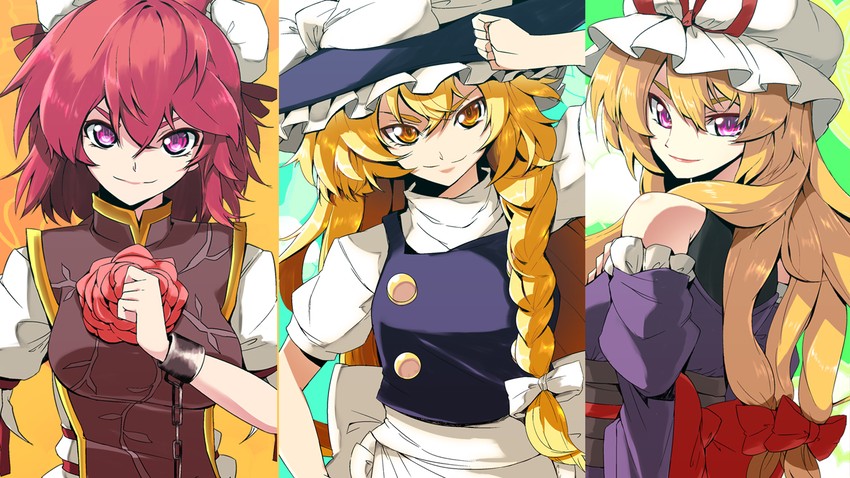 kirisame marisa, yakumo yukari, and ibaraki kasen (touhou) drawn by kanameya