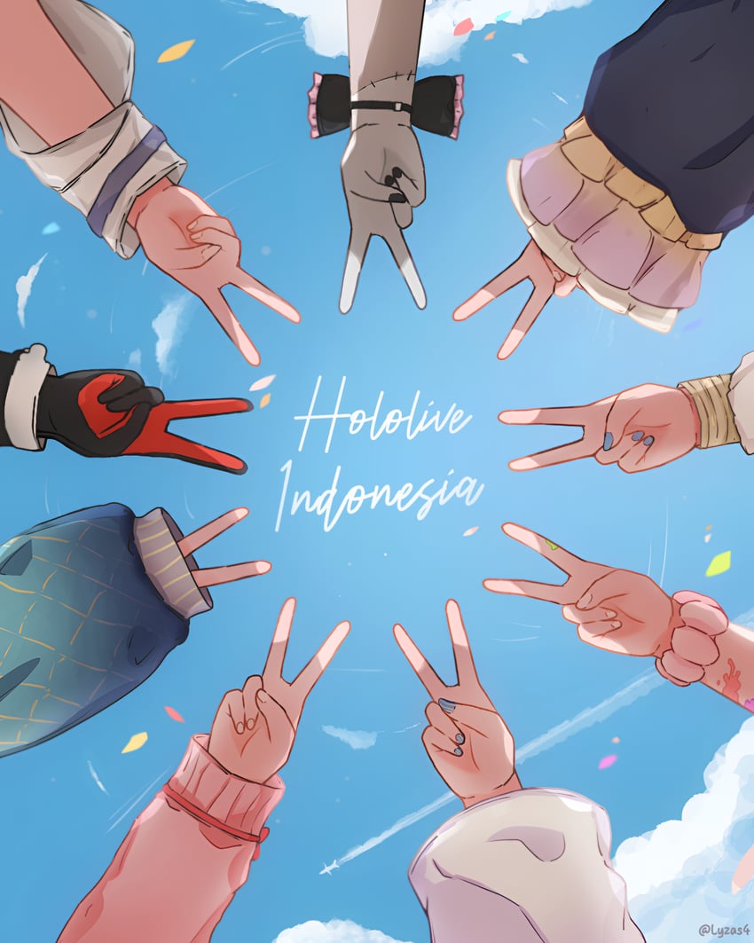 kureiji ollie, moona hoshinova, pavolia reine, kaela kovalskia, ayunda risu, and 4 more (hololive and 1 more) drawn by lyzas4