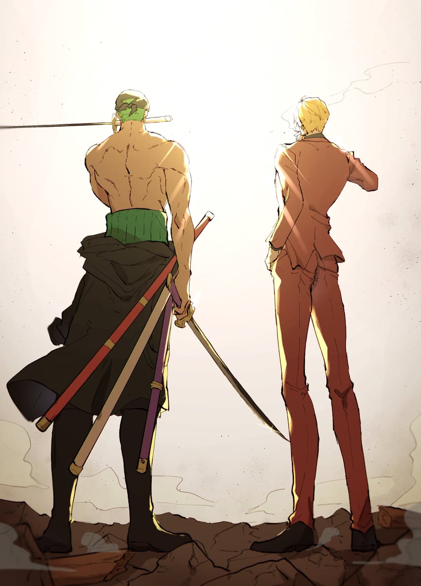 roronoa zoro and sanji (one piece) drawn by drw_a_n