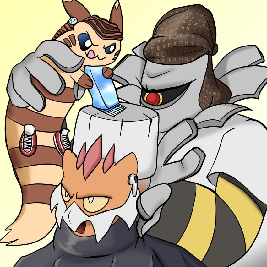 furret, dusknoir, and landorus (pokemon and 1 more) drawn by spookyxylophone
