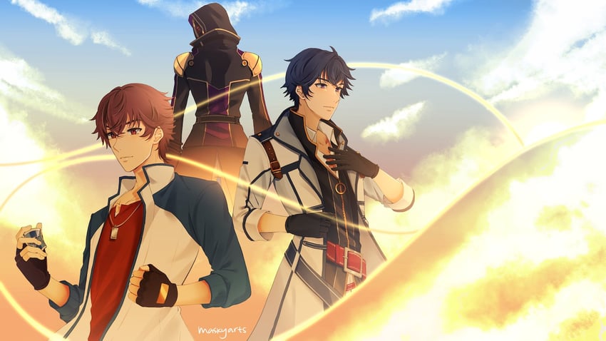 rean schwarzer, lloyd bannings, and c (eiyuu densetsu and 1 more) drawn by maskyarts