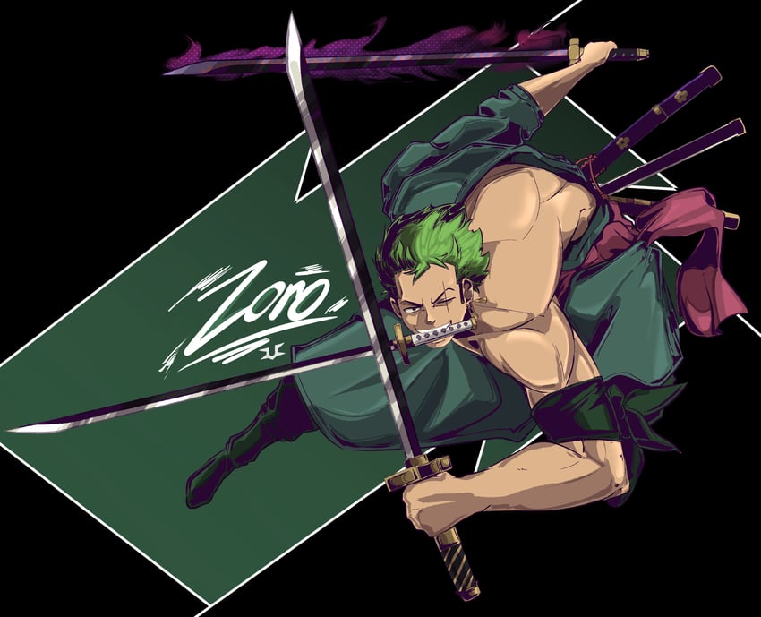 roronoa zoro (one piece) drawn by micro_(antisocialmicro)