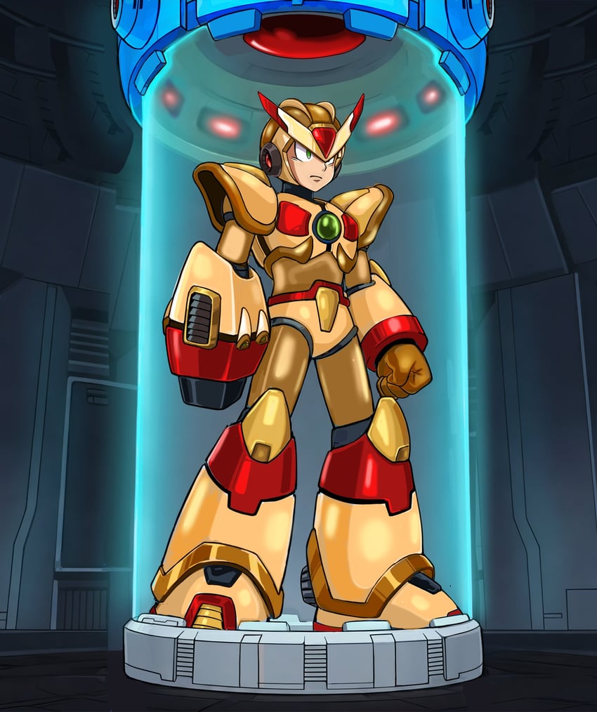 x and third armor x (mega man and 2 more) drawn by dauntedx