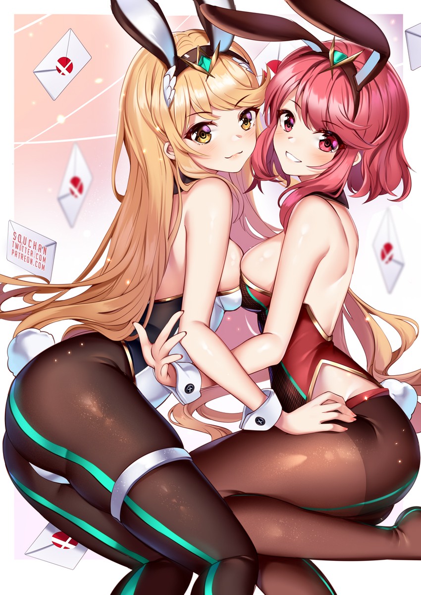 pyra and mythra (xenoblade chronicles and 2 more) drawn by squchan