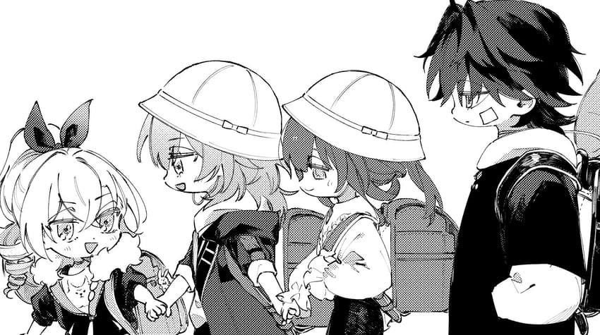 trailblazer, stelle, kafka, silver wolf, and blade (honkai and 1 more) drawn by sorako_(yoshida_t)