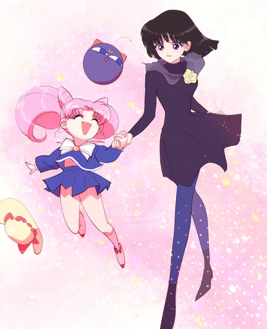 chibi usa, tomoe hotaru, and luna-p (bishoujo senshi sailor moon and 2 more) drawn by namisonpictures