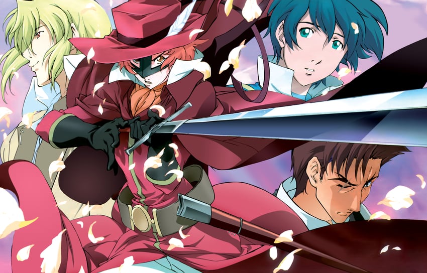 juliet fiammatta ars de capulet, romeo candore de montague, red whirlwind, francisco, and curio (romeo x juliet) drawn by harada_hiroki