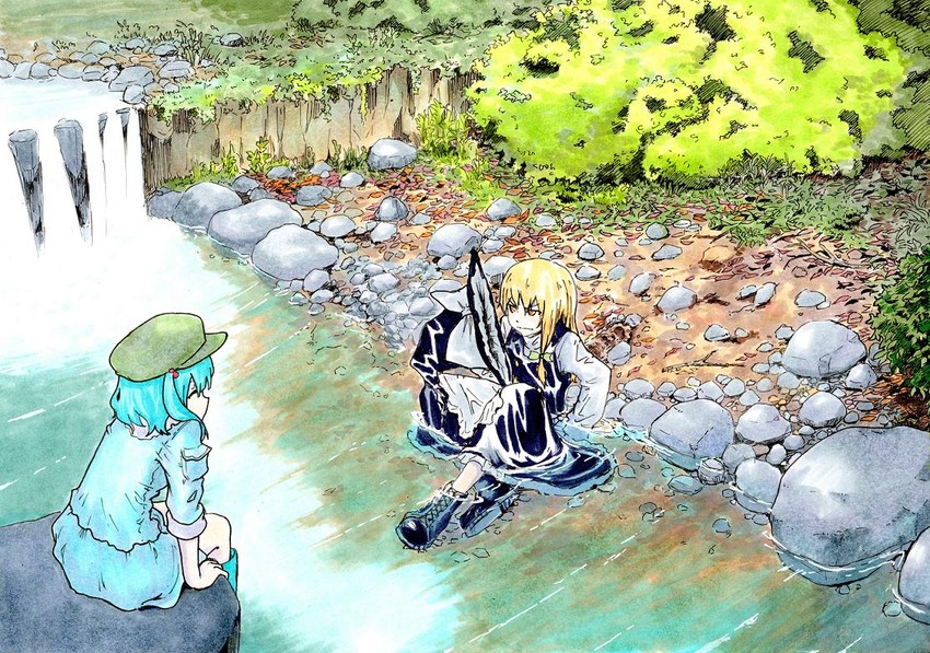 kirisame marisa and kawashiro nitori (touhou) drawn by shiratama_(hockey)