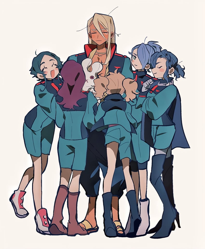 shaddiq zenelli, sabina fardin, renee costa, ireesha plano, maisie may, and 1 more (gundam and 1 more) drawn by grgrton