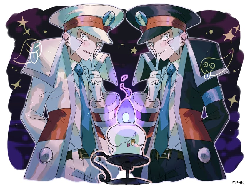ingo, litwick, and emmet (pokemon and 1 more) drawn by onigiri_(ahku5522)