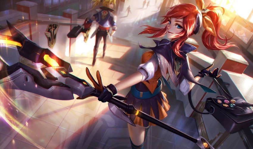 lux, ezreal, jayce, battle academia lux, battle academia ezreal, and 1 more (league of legends) drawn by chengwei_pan