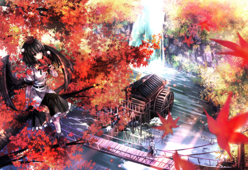 shameimaru aya and inubashiri momiji (touhou) drawn by janne_cherry