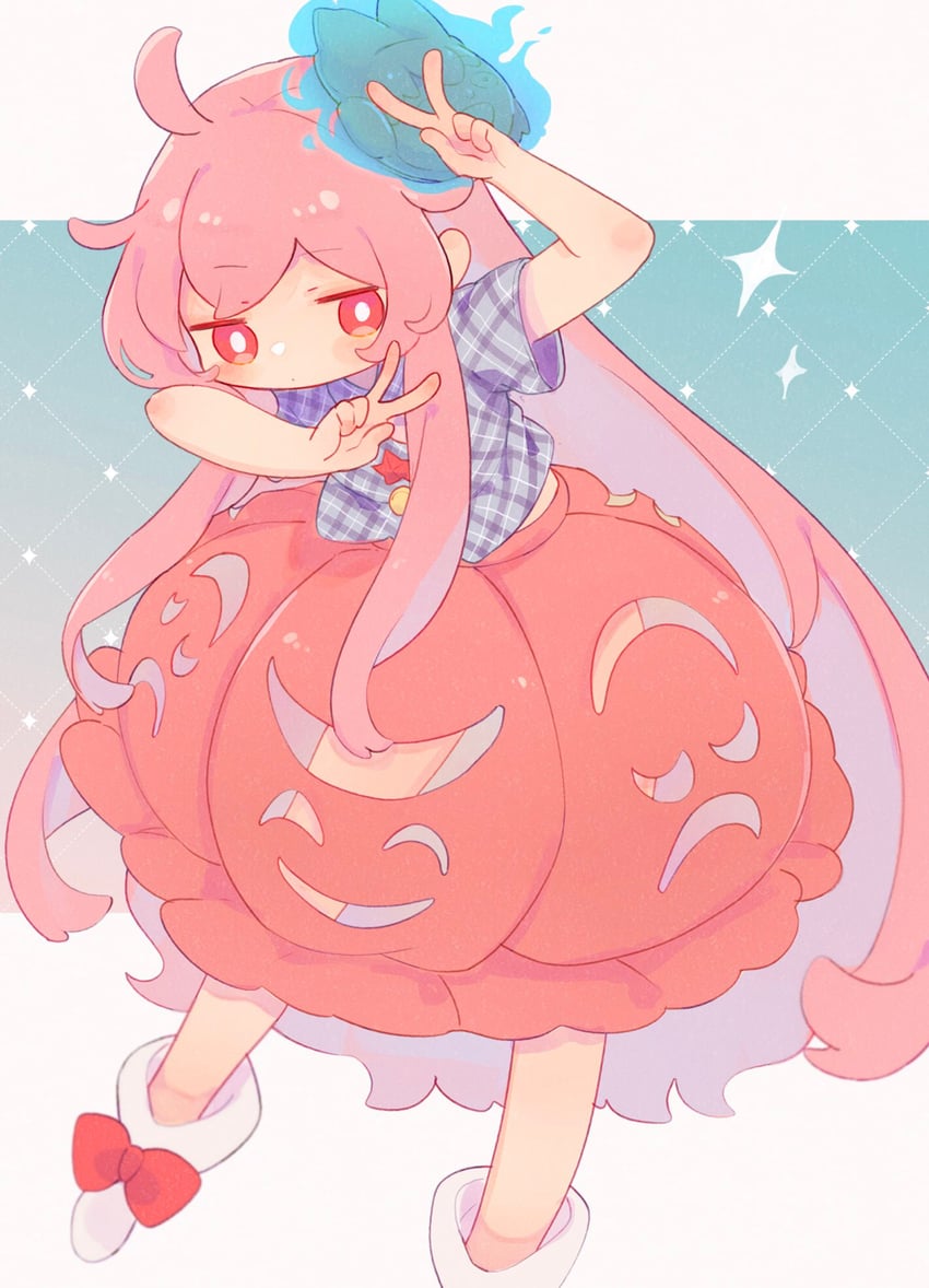 hata no kokoro (touhou) drawn by ashiyu_(ashu-ashu)