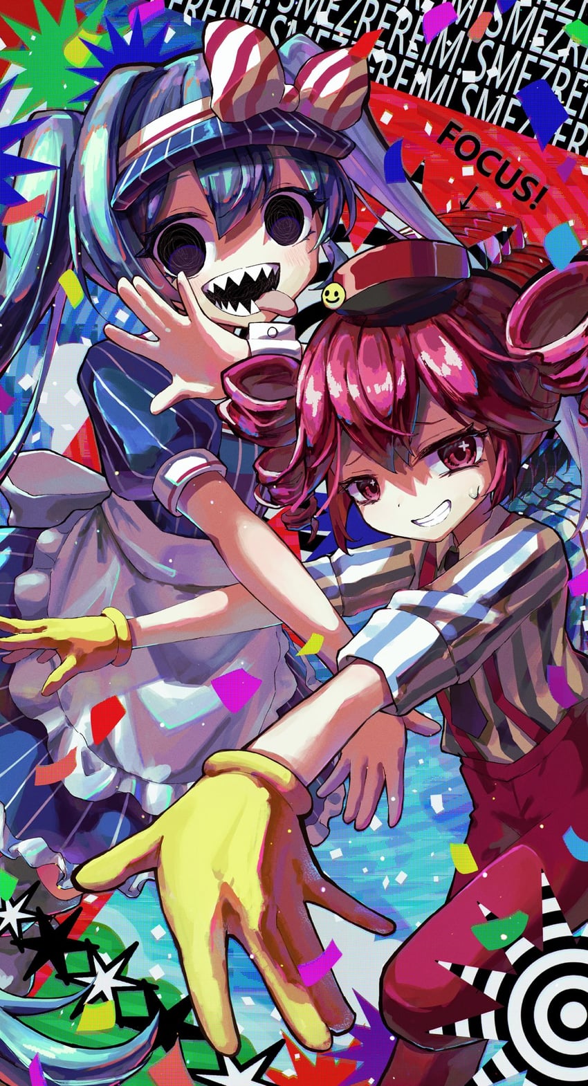 hatsune miku and kasane teto (vocaloid and 2 more) drawn by nekoda_jiya