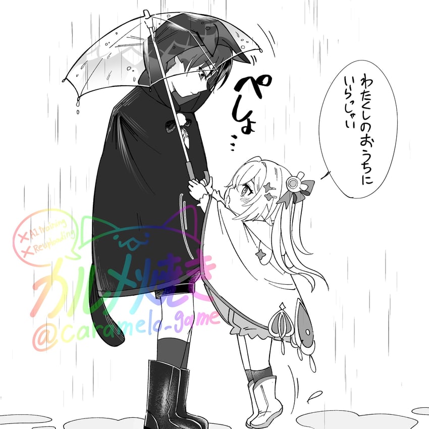 scaramouche, nahida, and wanderer (genshin impact) drawn by caramelo_game