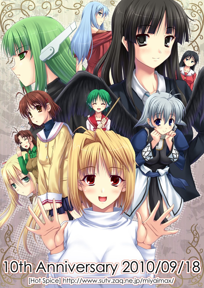 akiyama mio, arcueid brunestud, furukawa nagisa, sakaki, multi, and 5 more (k-on! and 10 more) drawn by miyai_sen