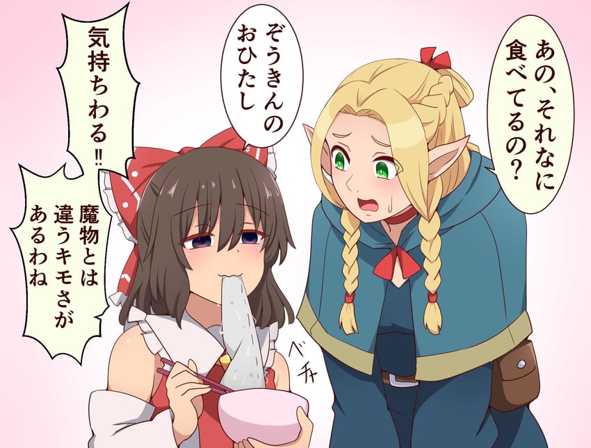 hakurei reimu and marcille donato (touhou and 1 more) drawn by suwaneko