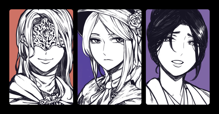 plain doll, fire keeper, and emma the gentle blade (dark souls and 3 more) drawn by nattapuumuu