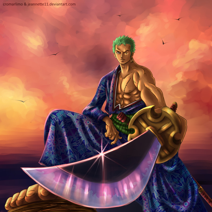 roronoa zoro (one piece) drawn by cromarlimo and jeannette11
