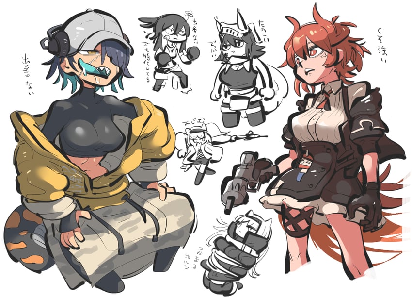 angelina, fiammetta, horn, ashlock, asbestos, and 1 more (arknights) drawn by tirarizun