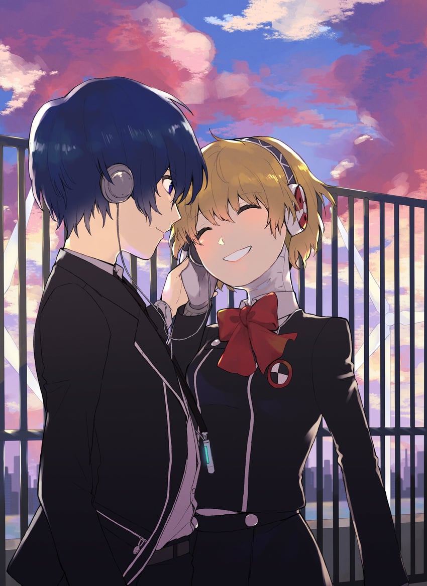 yuuki makoto and aigis (persona and 1 more) drawn by kinagi_(3307377)