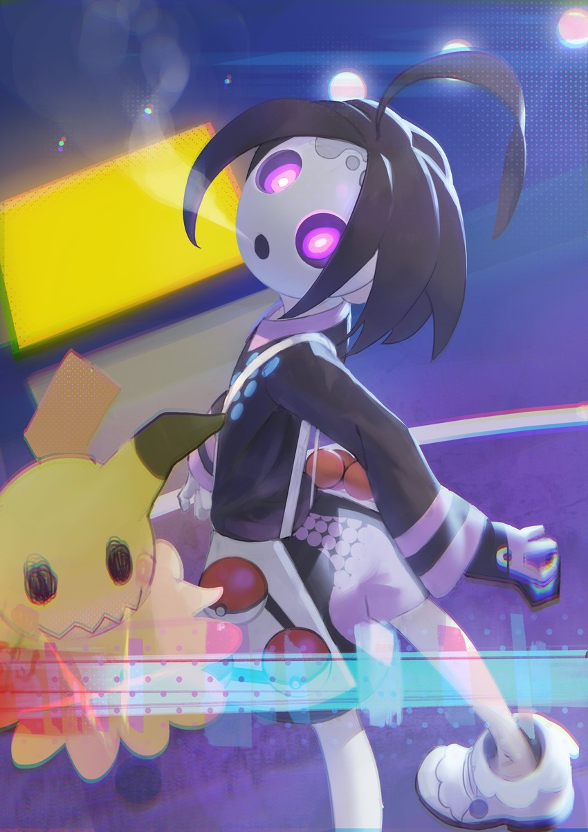 mimikyu and allister (pokemon and 1 more) drawn by peko_(y28he)