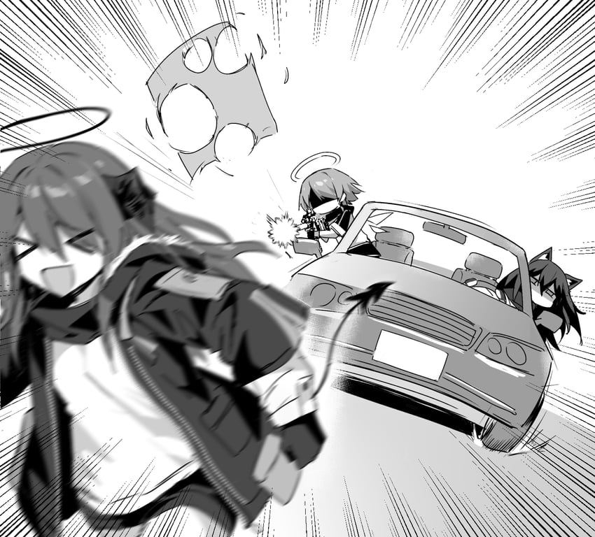 texas, exusiai, and mostima (arknights) drawn by kataokasan
