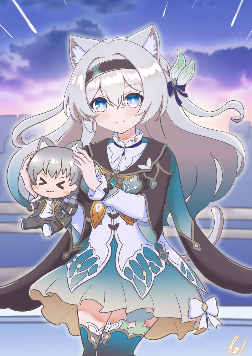 trailblazer, firefly, and caelus (honkai and 1 more) drawn by ron_(hengyep)