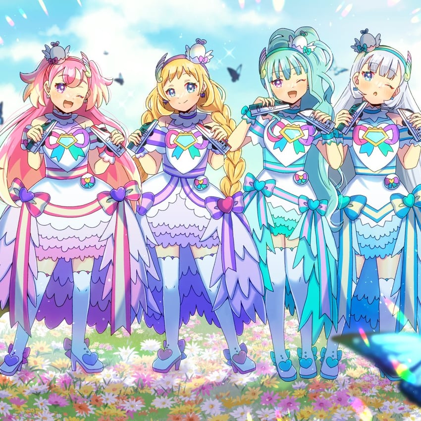 nekoyashiki yuki, inukai komugi, nekoyashiki mayu, inukai iroha, cure wonderful, and 3 more (precure and 1 more) drawn by kou_hiyoyo