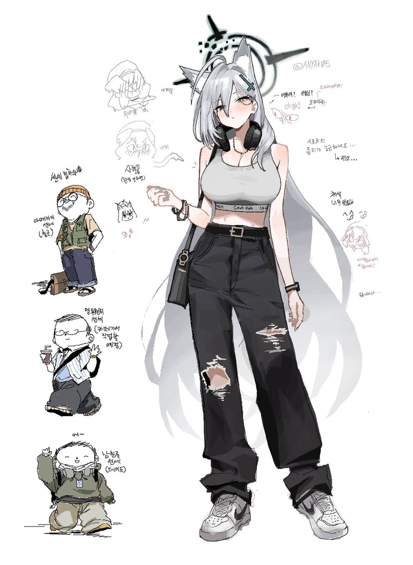 sensei, doodle sensei, shiroko, koharu, and shiroko terror (blue archive) drawn by anyak05