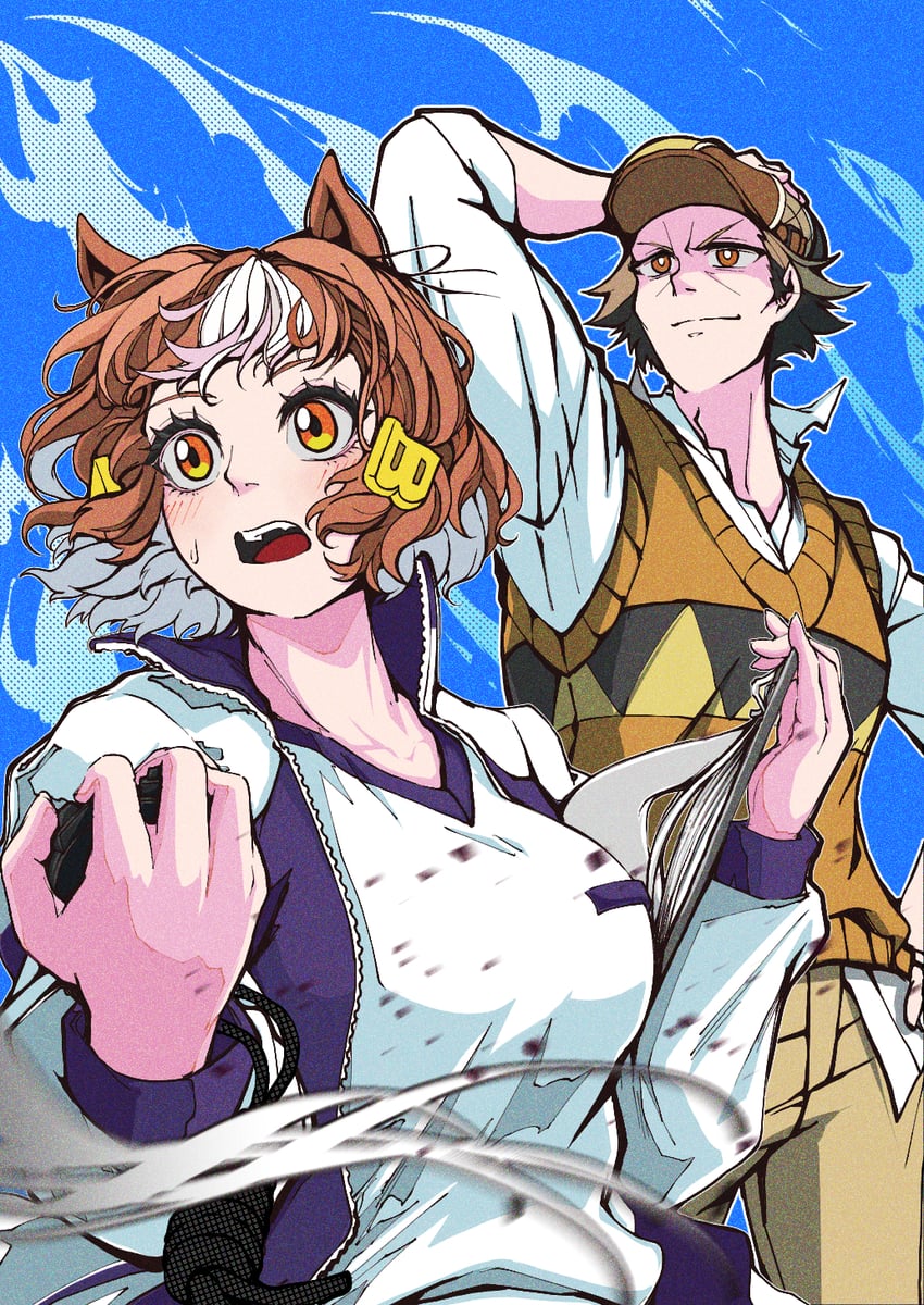 oguri cap, belno light, and kitahara jou (umamusume and 1 more) drawn by jose_(joseeidossei)
