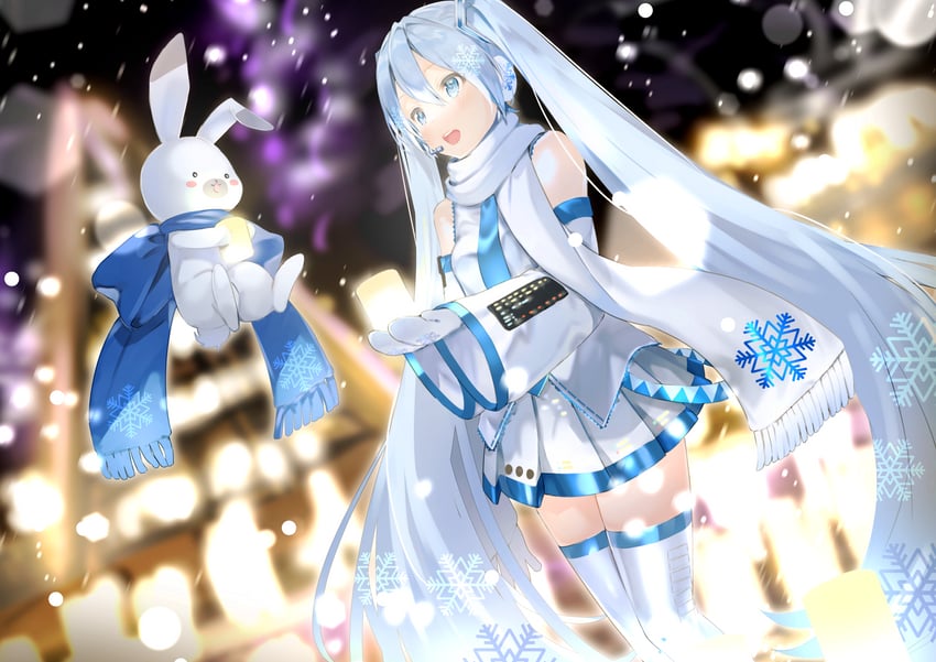 hatsune miku, yuki miku, and rabbit yukine (vocaloid and 1 more) drawn by usagiplanet7