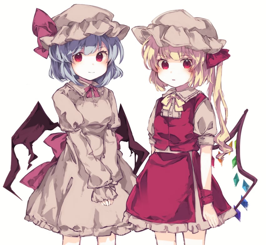 remilia scarlet and flandre scarlet (touhou) drawn by joou_heika_(precare_deum)