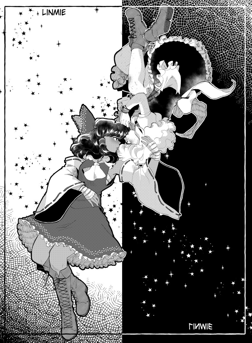 hakurei reimu and kirisame marisa (touhou) drawn by pixie_(milkywaypixies)