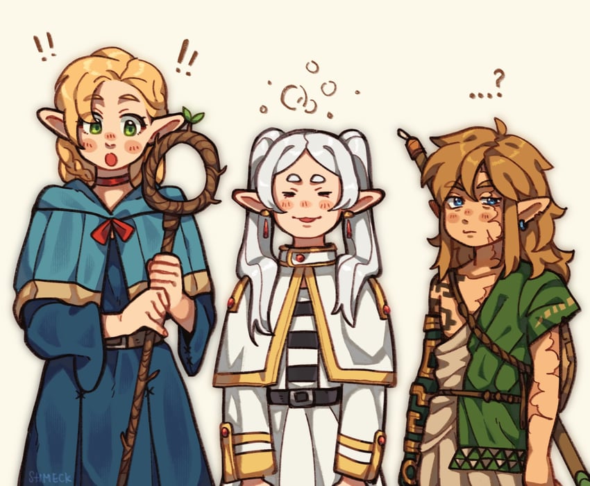 link, frieren, and marcille donato (the legend of zelda and 3 more) drawn by shmeck