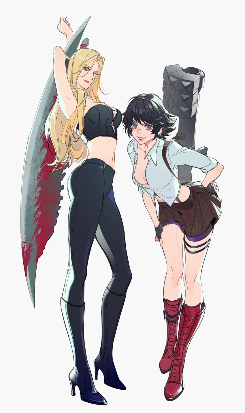 lady and trish (devil may cry) drawn by warsong_zhange