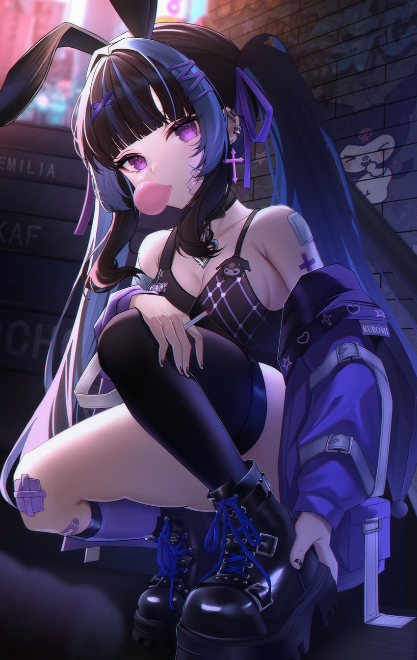 kuromi (original and 2 more) drawn by leimimomomo