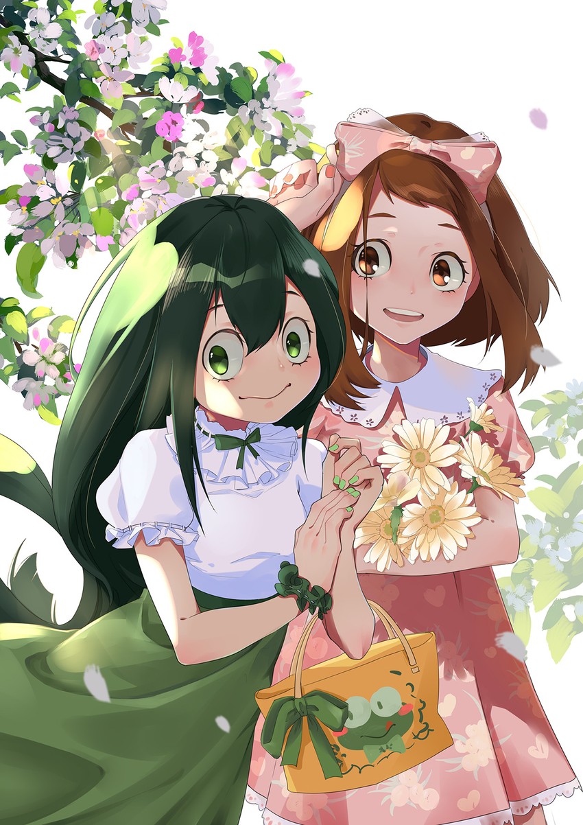 uraraka ochaco and asui tsuyu (boku no hero academia) drawn by jiu_tiao