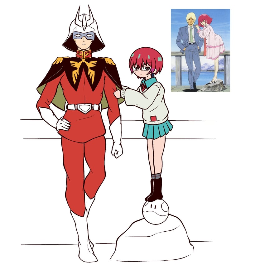 amate yuzuriha, haro, char aznable, and haman karn (gundam and 3 more) drawn by zeon132