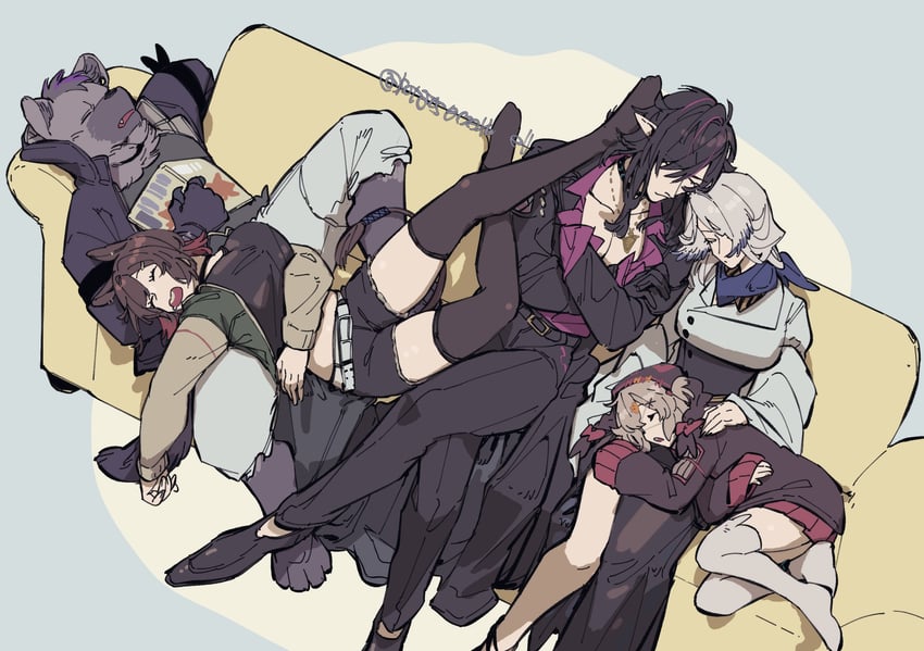 spot, popukar, orchid, midnight, and catapult (arknights) drawn by koryuu_(gackter10)