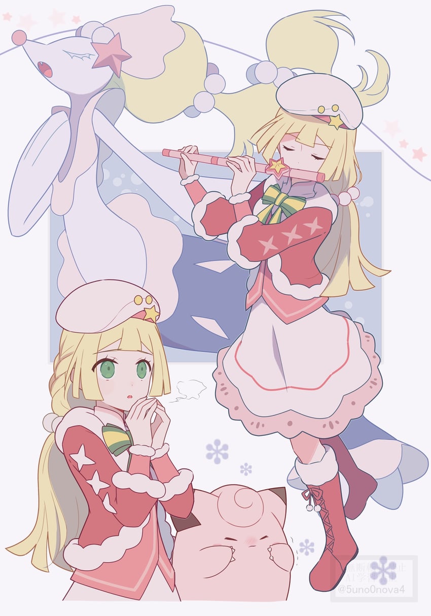 clefairy, primarina, and lillie (pokemon and 1 more) drawn by 343rone